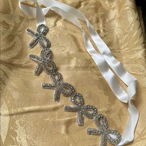 White and Silver Rhinestone Belt or Headband